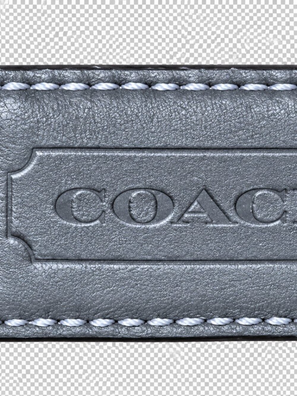 Coach Silver Leather Key Tag with Metal Eyelet - Picture 1 of 7